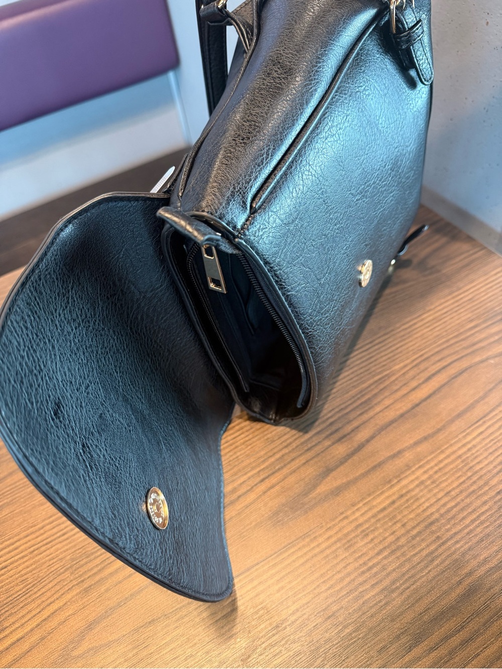 Ross-Simons Black Crossbody with Gold Dragonfly Emblem